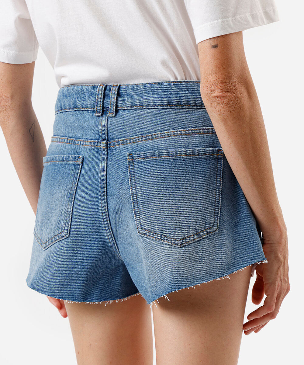 short curto feminino jeans azul