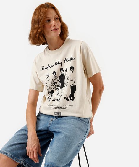 camiseta feminina de algodão oasis bege