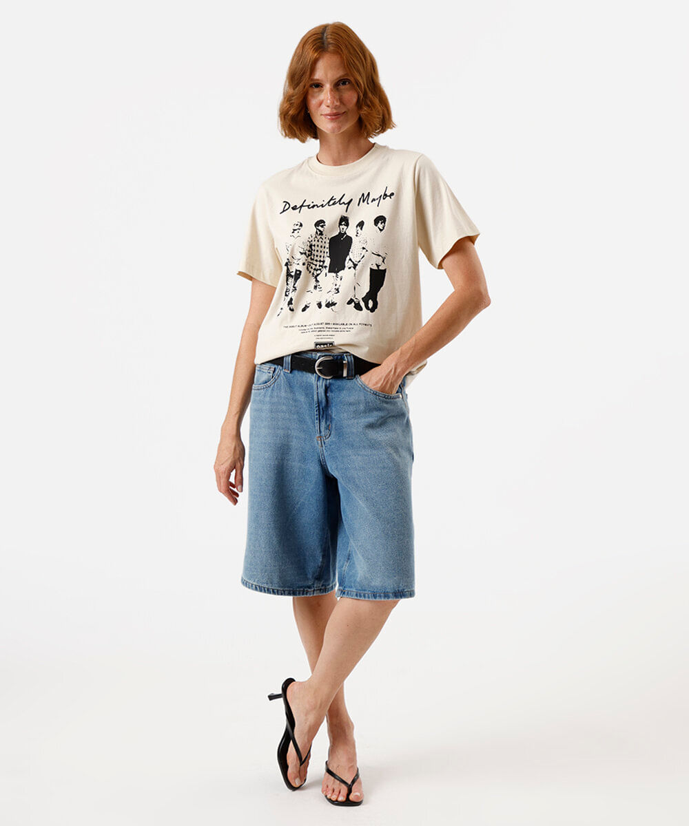 camiseta feminina de algodão oasis bege