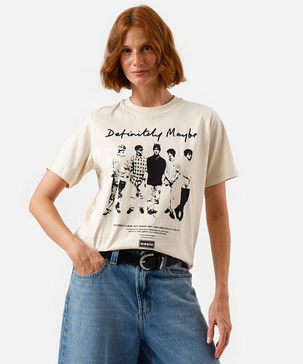 camiseta feminina de algodão oasis bege