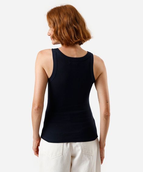 regata feminina de algodão bordada azul