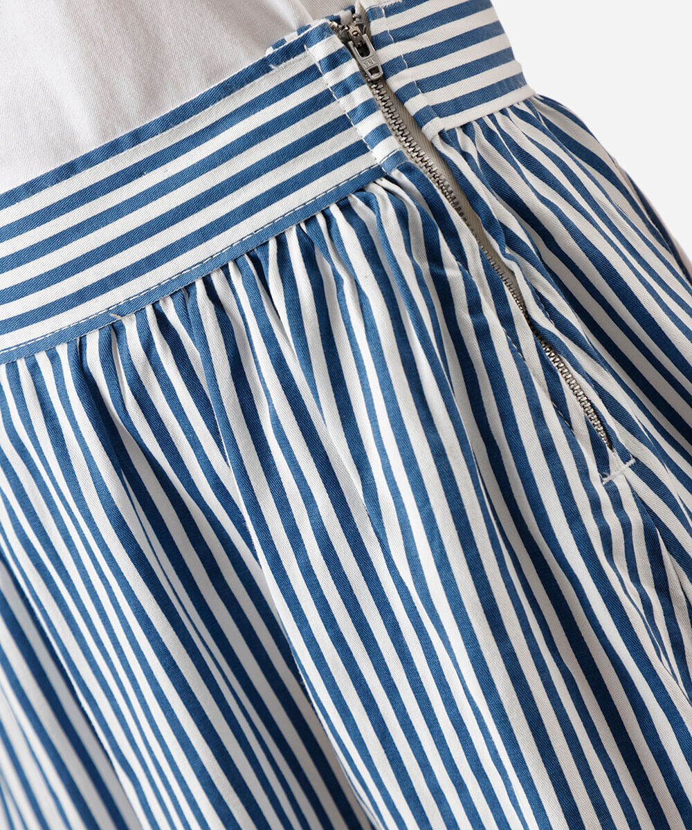 saia midi feminina de algodão listrada azul