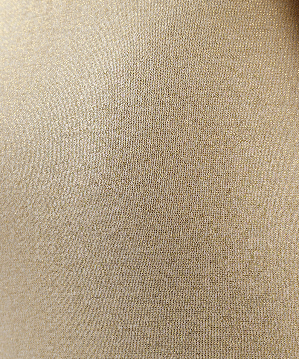 vestido alça fina midi feminino de tricot com lurex bege