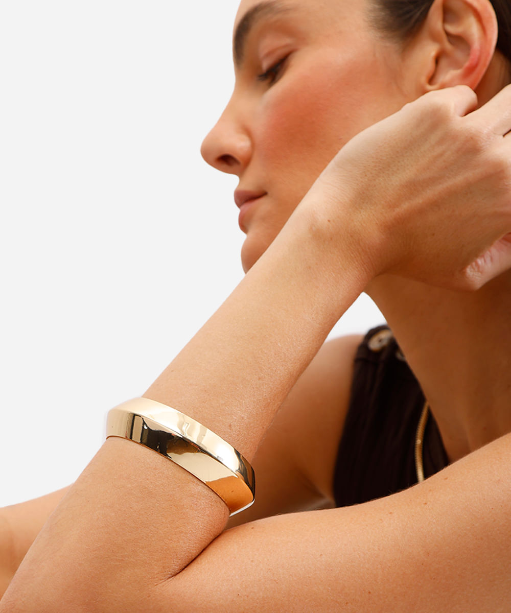 bracelete orgânico dourado