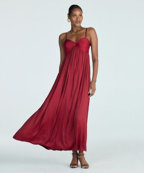 vestido longo feminino acetinado vinho