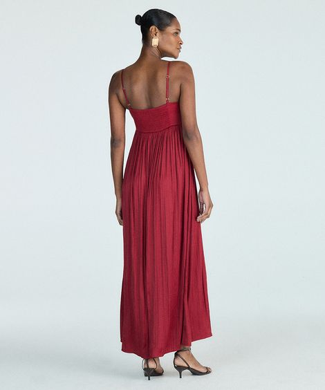 vestido longo feminino acetinado vinho