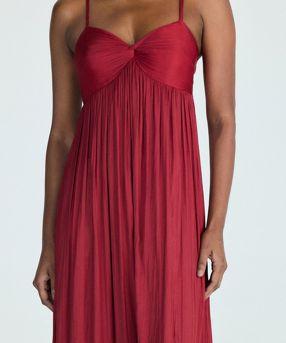 vestido longo feminino acetinado vinho