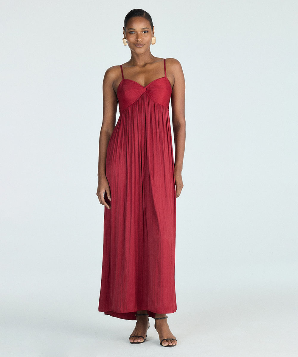 vestido longo feminino acetinado vinho
