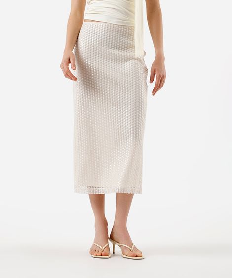 saia midi feminina de paetê bege