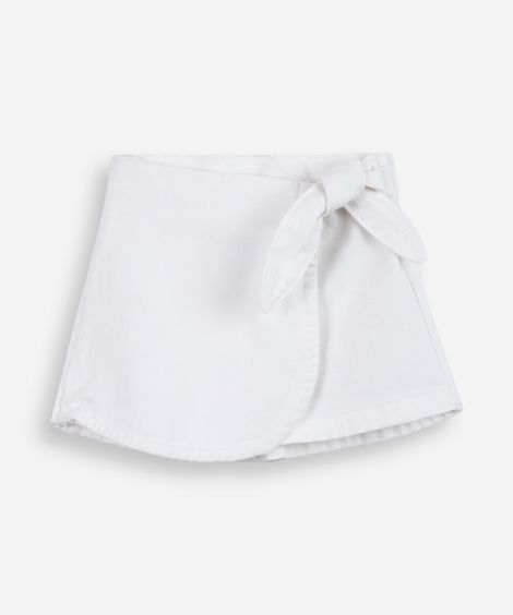 short saia infantil de algodão off white