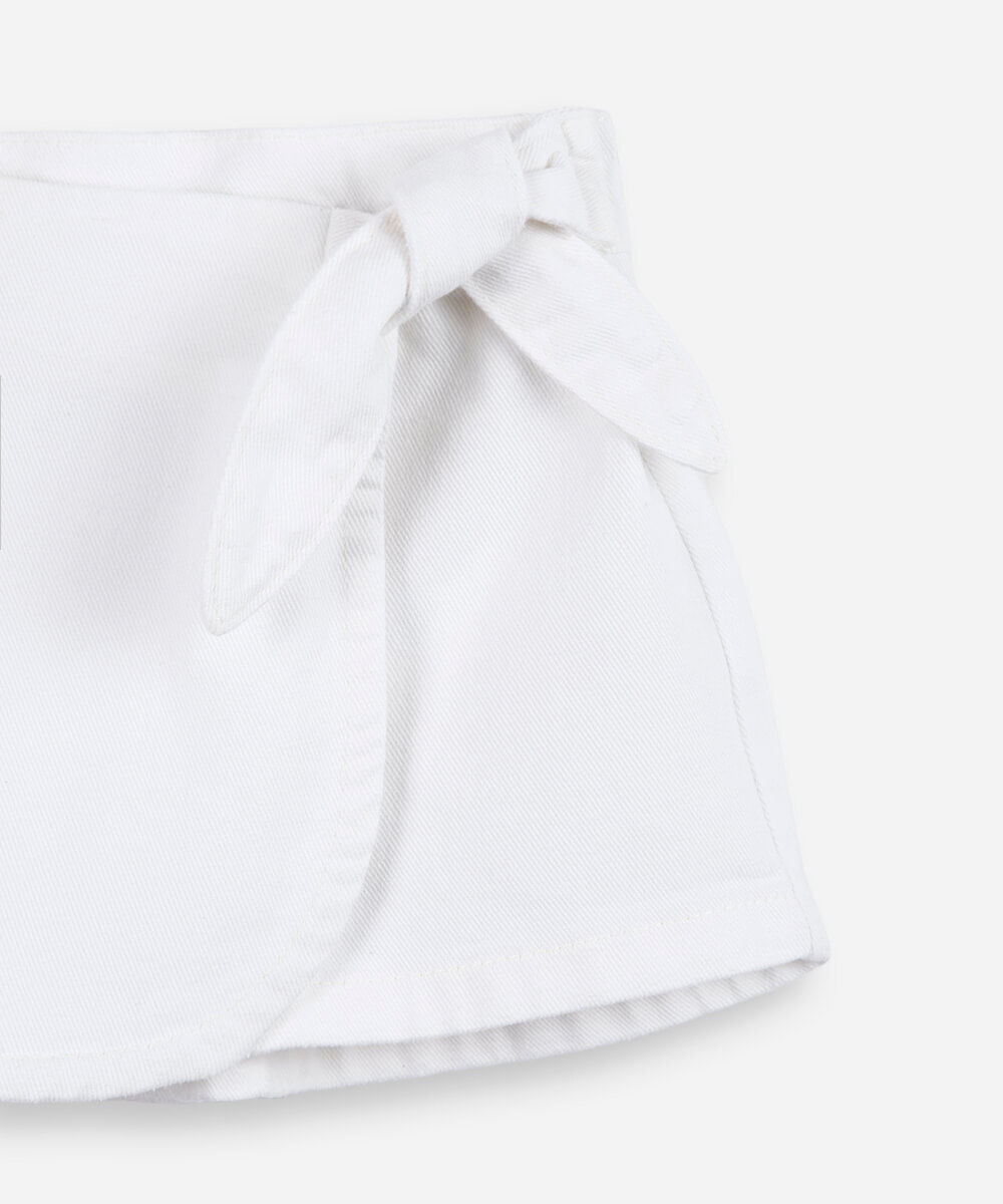 short saia infantil de algodão off white