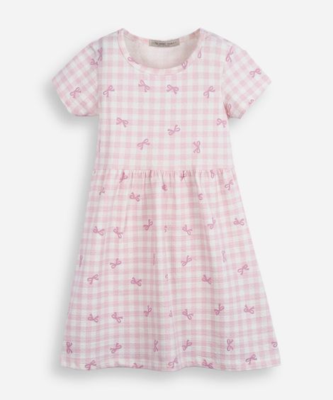 vestido infantil de algodão xadrez colorido