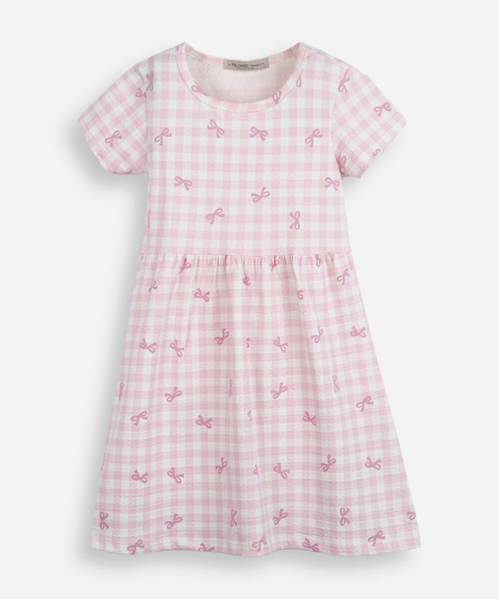 vestido infantil de algodão xadrez colorido