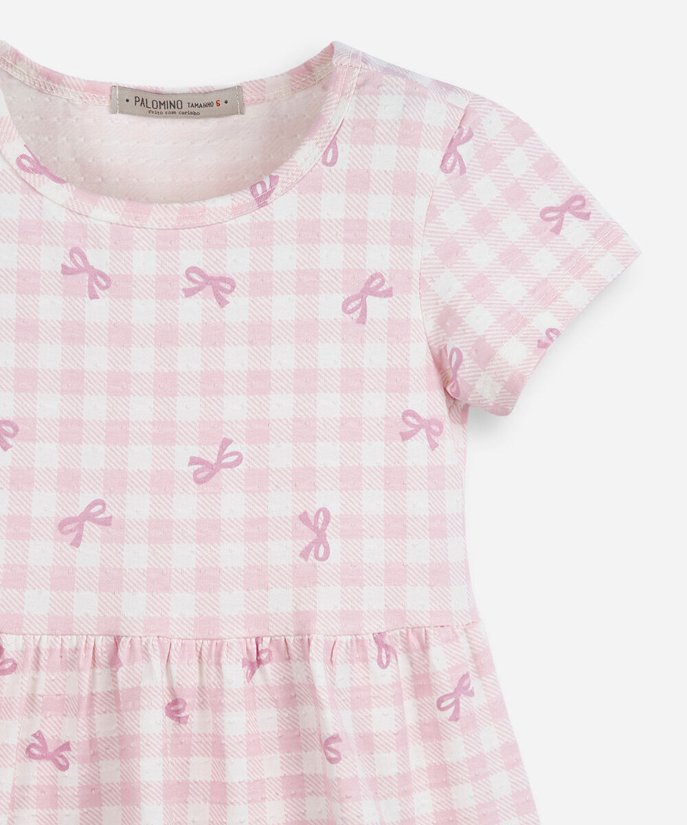 vestido infantil de algodão xadrez colorido
