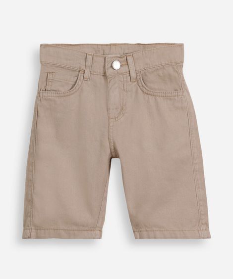 bermuda jeans infantil slim com bolso bege