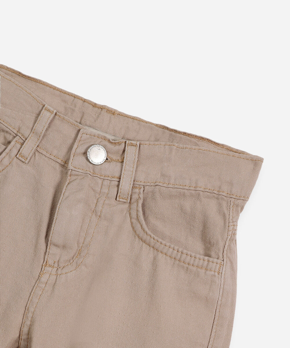 bermuda jeans infantil slim com bolso bege