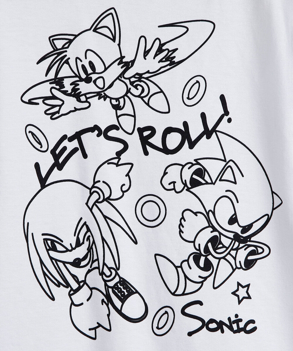 camiseta infantil de algodão sonic com brinde canetinhas laváveis off white