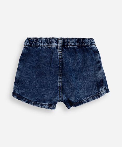 short saia infantil jeans com pregas azul