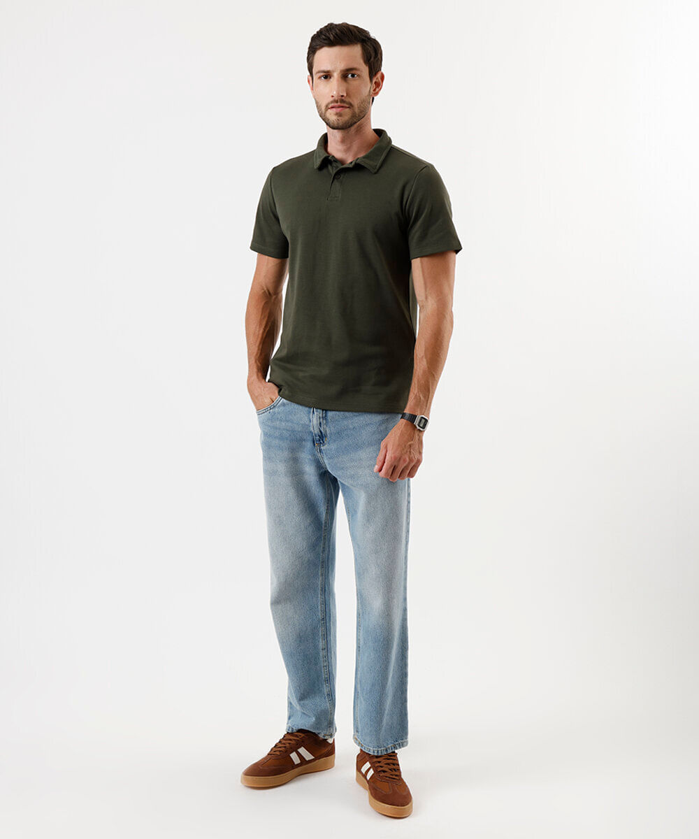 polo comfort masculina de algodão manga curta verde