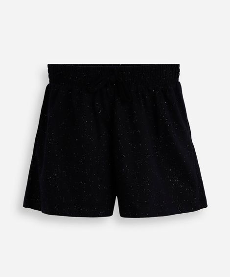 short curto infantil de algodão com brilhos preto