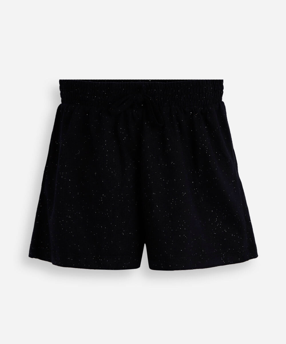 short curto infantil de algodão com brilhos preto