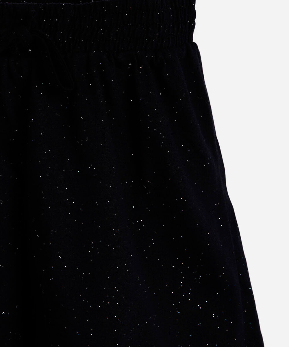 short curto infantil de algodão com brilhos preto