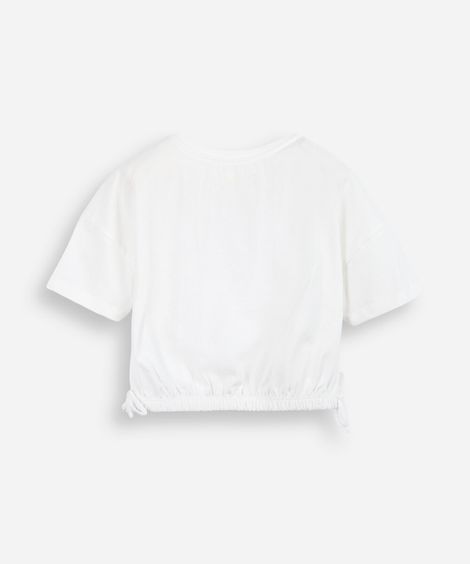 blusa infantil de algodão com paetê off white