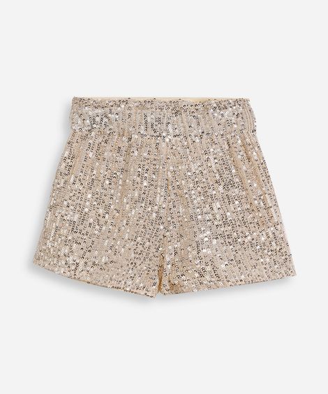 short clochard infantil de paetê dourado