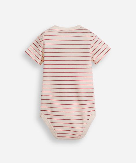 body infantil de algodão natal listrado vermelho