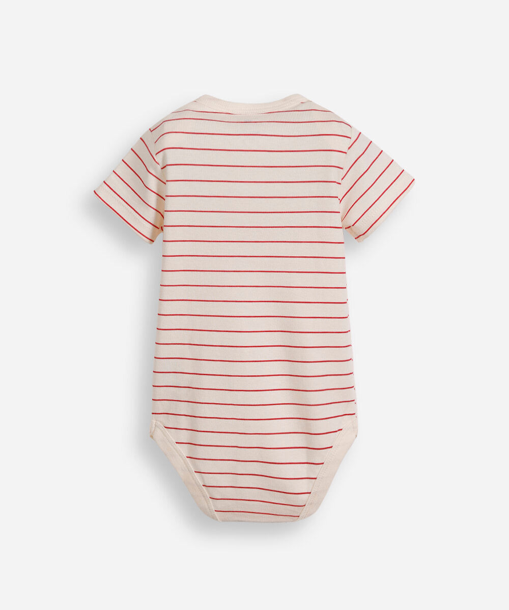 body infantil de algodão natal listrado vermelho