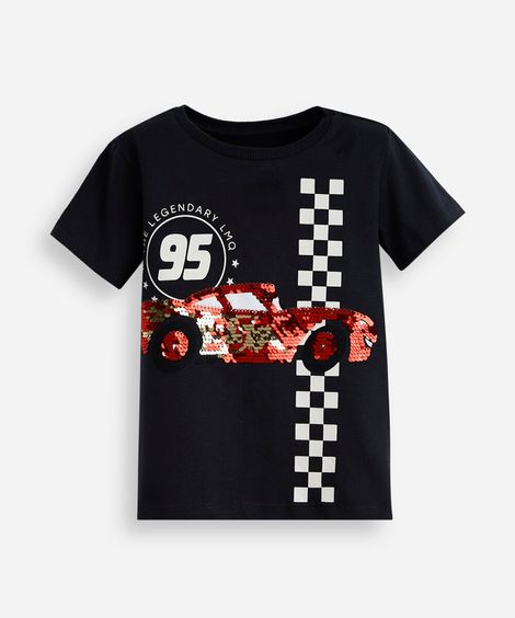 camiseta infantil de algodão bordado carro cinza