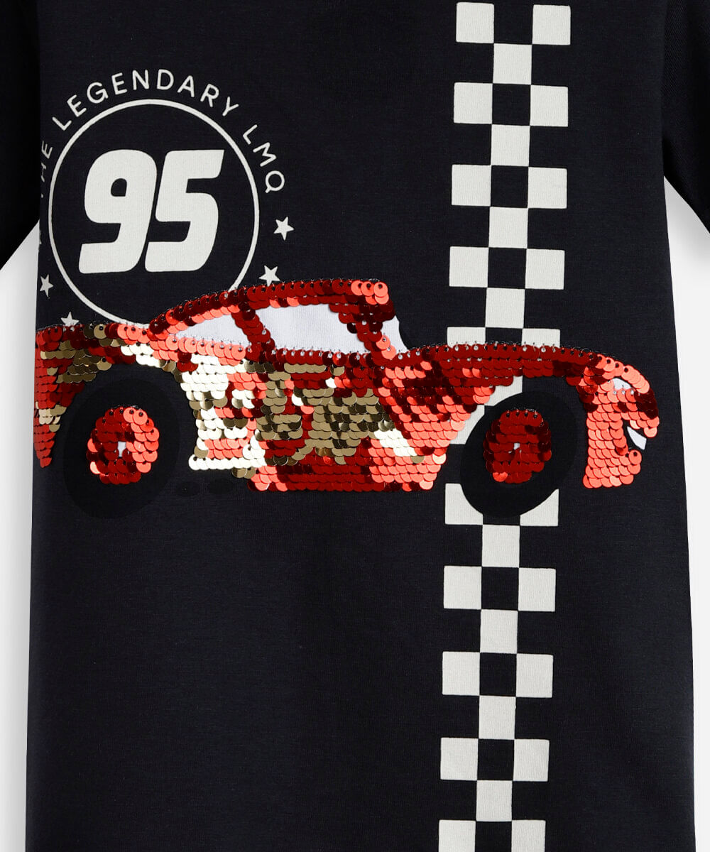 camiseta infantil de algodão bordado carro cinza