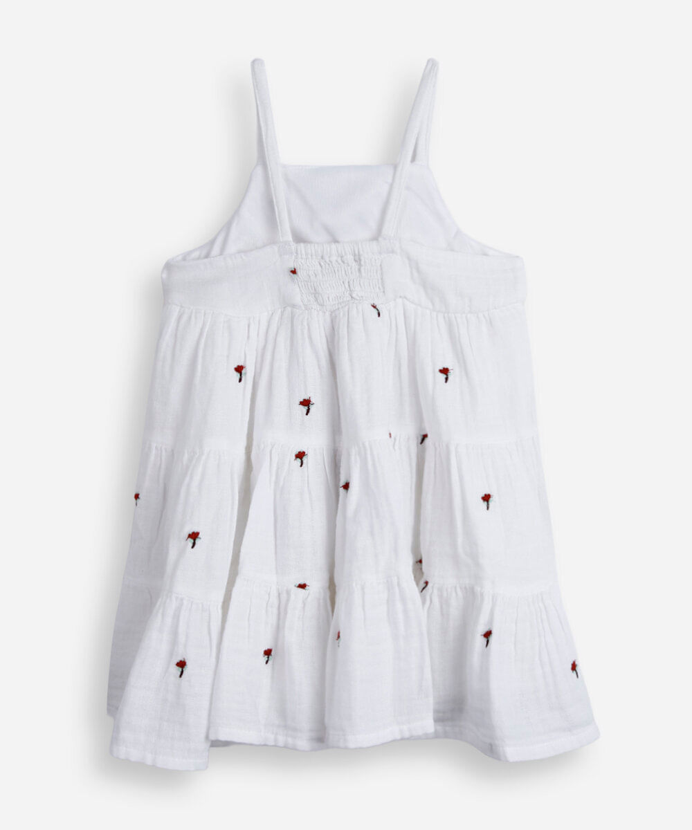vestido infantil de algodão bordado floral off white