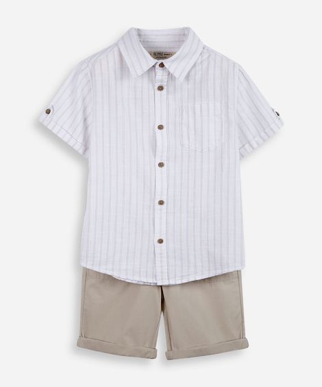 conjunto infantil de algodão com manga curta branco