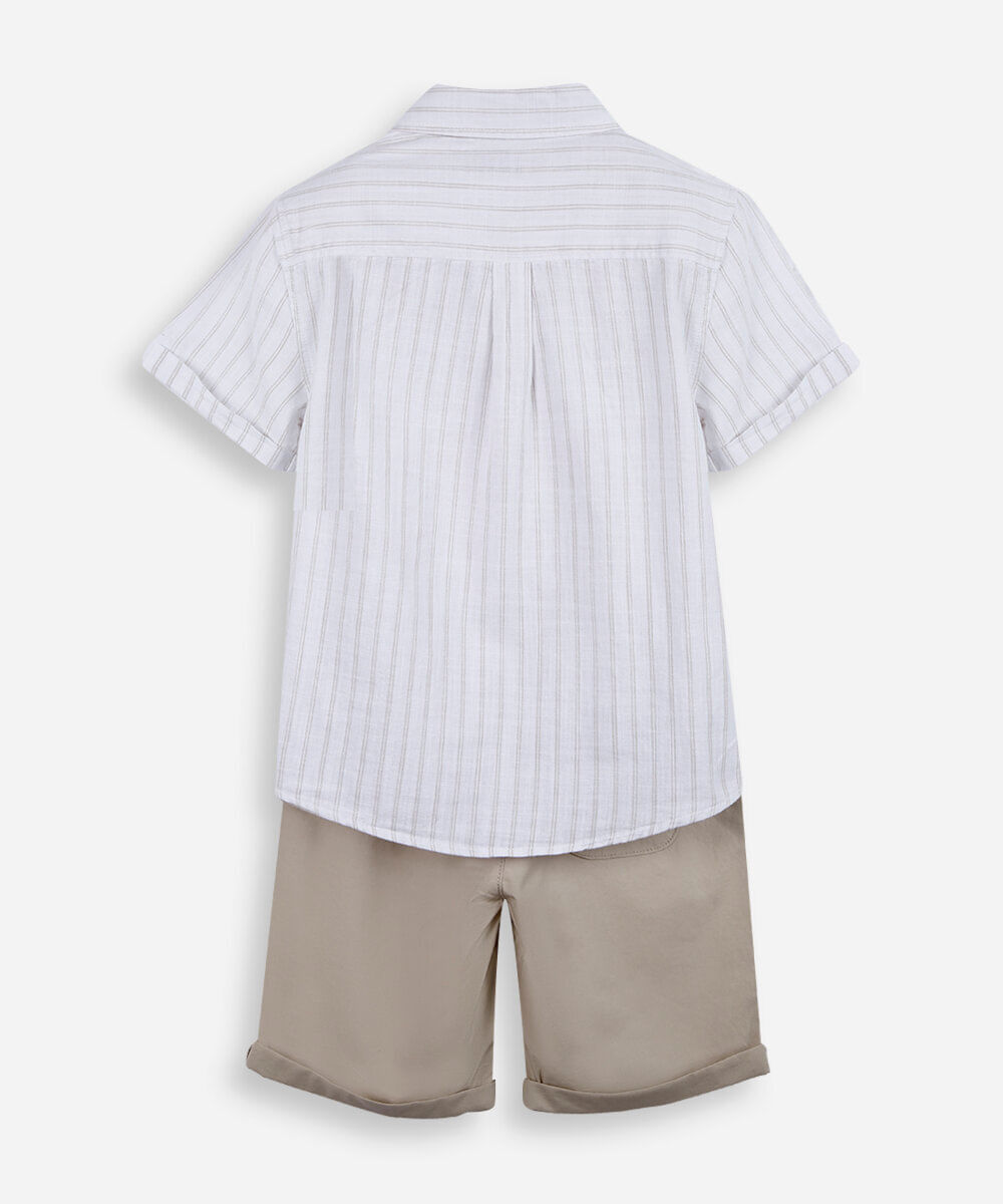 conjunto infantil de algodão com manga curta branco