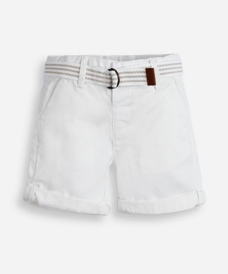 bermuda infantil de sarja com cinto off white