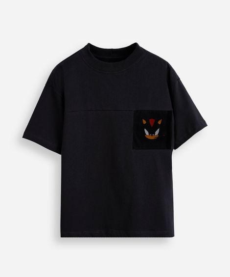 camiseta infantil de algodão shadow sonic cinza