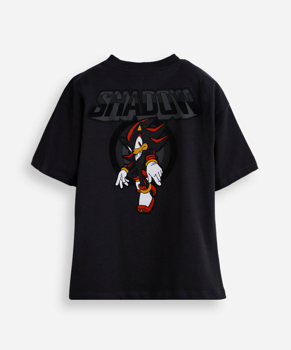 camiseta infantil de algodão shadow sonic cinza