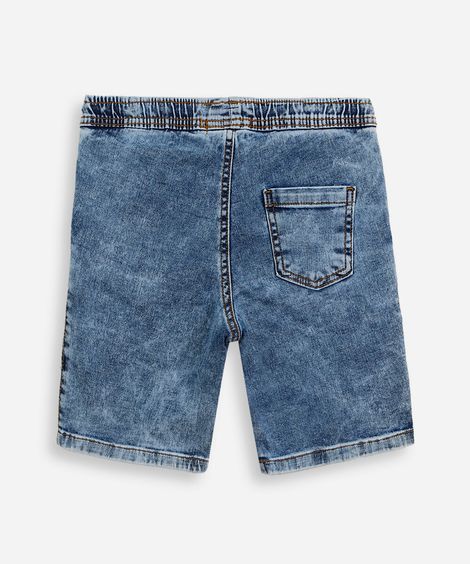 bermuda reta infantil jeans cós elástico azul