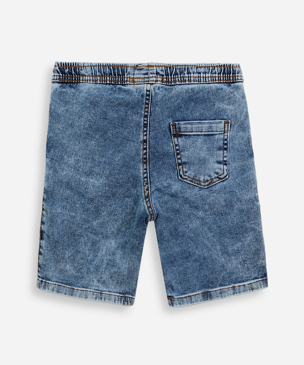 bermuda reta infantil jeans cós elástico azul