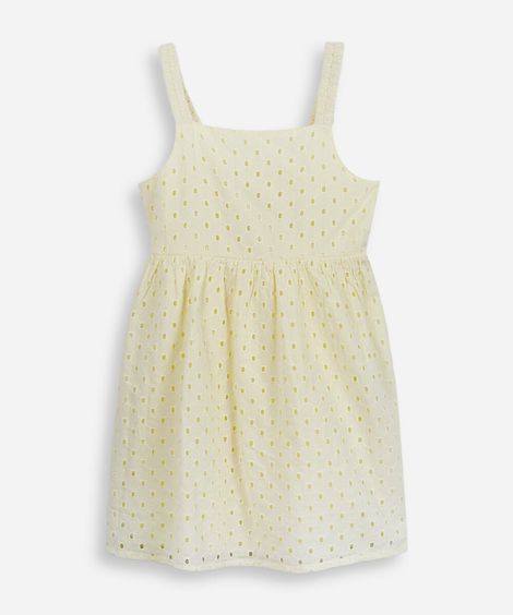 vestido alça fina infantil de laise amarelo