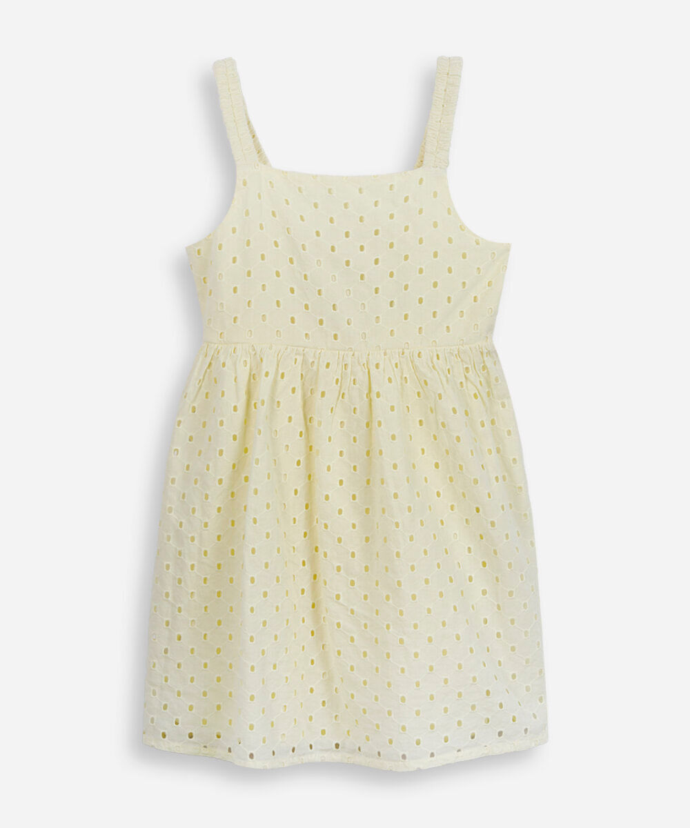 vestido alça fina infantil de laise amarelo