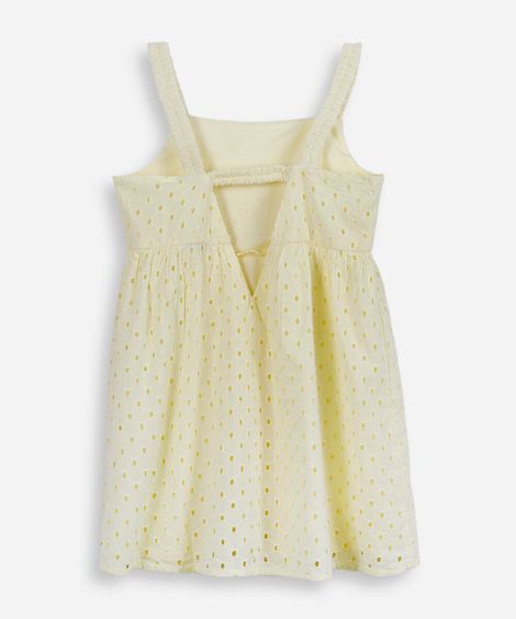 vestido alça fina infantil de laise amarelo