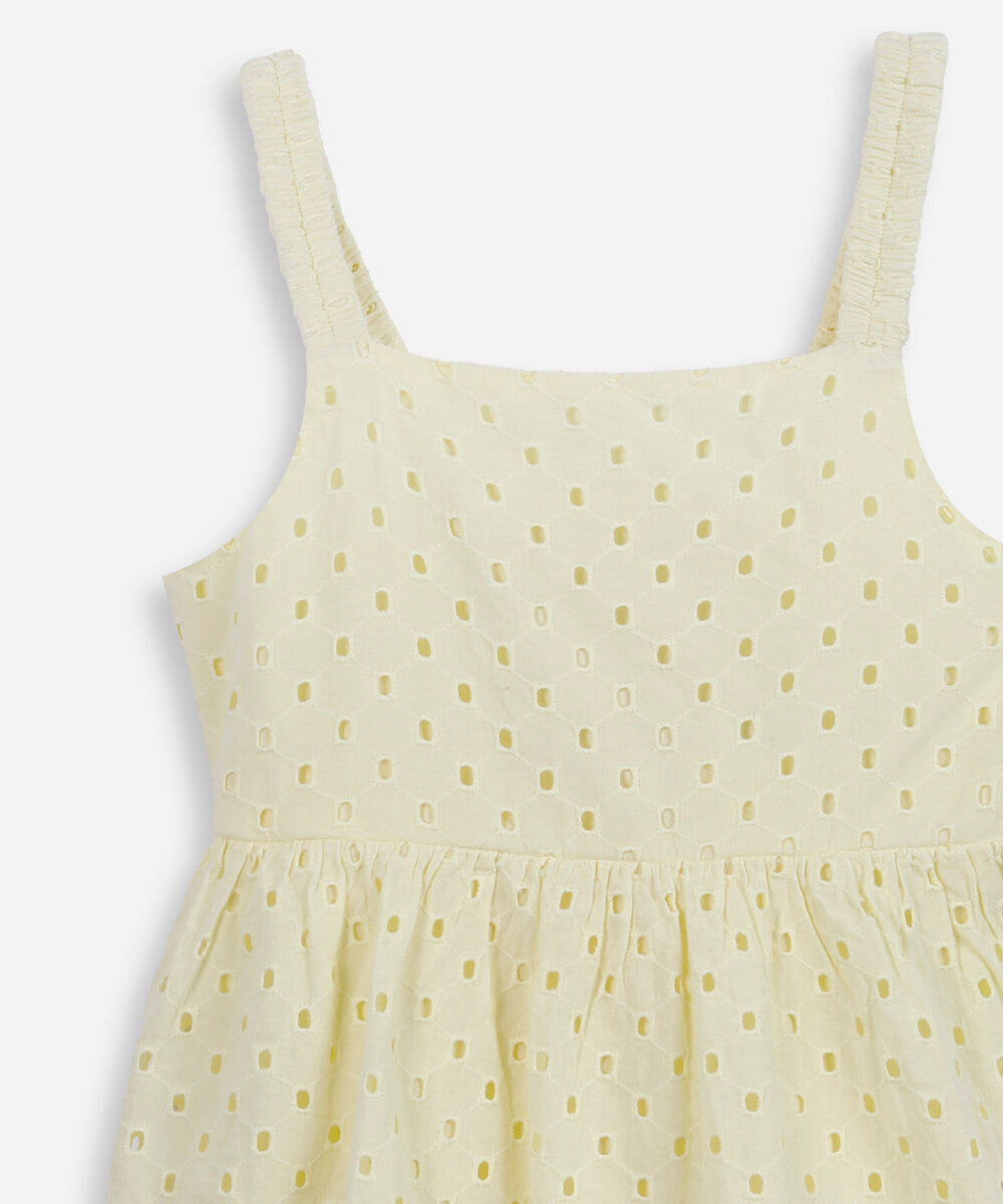 vestido alça fina infantil de laise amarelo
