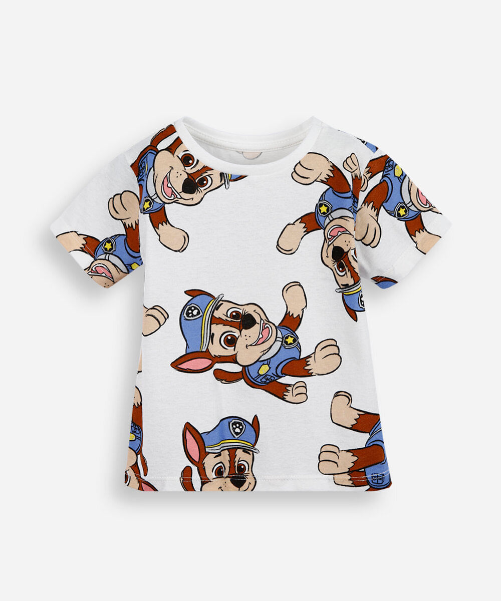 kit de 3 camisetas infantil de algodão patrulha canina colorido