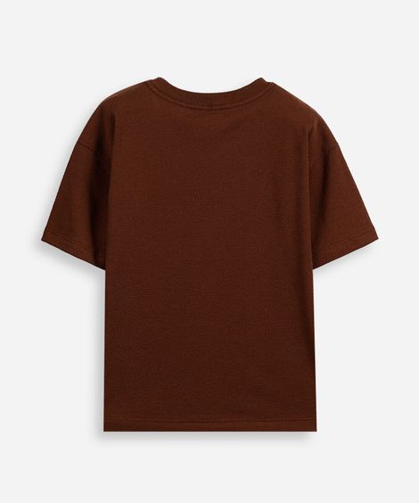 camiseta infantil com algodão texturizada snoopy marrom