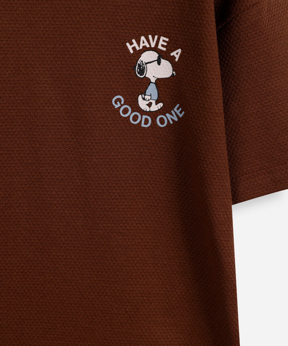 camiseta infantil com algodão texturizada snoopy marrom
