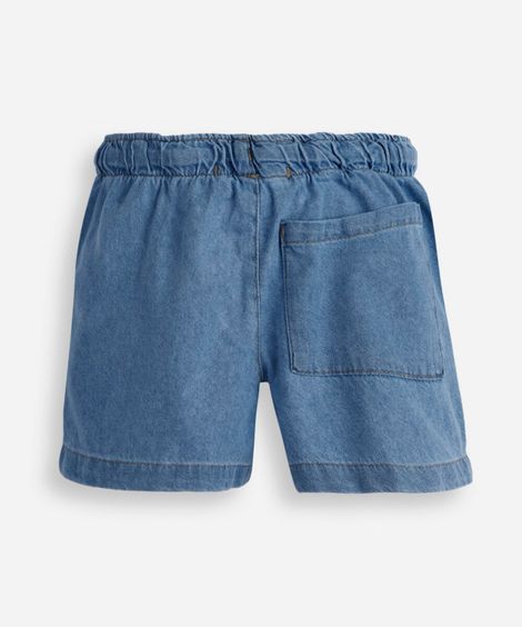 short infantil jeans cós elástico azul