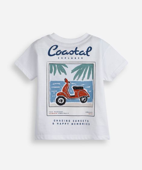 camiseta infantil de algodão estampada off white