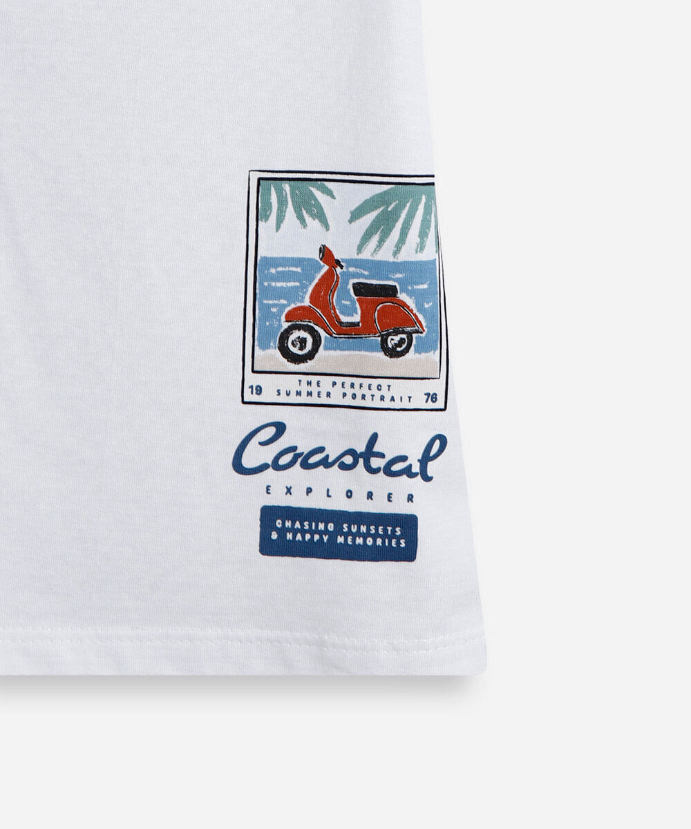 camiseta infantil de algodão estampada off white